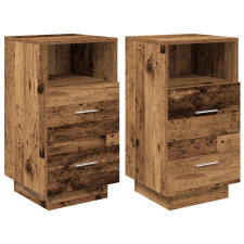 vidaXL éjjeliszekrények 2 db 2 fiókkal régi fa 36x36x68 cm (858593) bútor