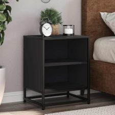 vidaXL éjjeliszekrények 2 db Fekete 40x31x50 cm Méretezett fa és fém bútor