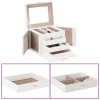vidaXL ékszerdoboz 4 rétegű tükörrel zárható fehér 22,5x17,5x16,5 cm