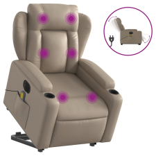 vidaXL elektromos cappuccino műbőr felállást segítő masszázsfotel (3204571) masszázsfotel