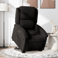 vidaXL elektromos felállást segítő fekete bársony dönthető fotel bútor