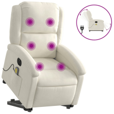 vidaXL elektromos felállást segítő krémszínű bársony masszázsfotel (3204342) masszázsfotel
