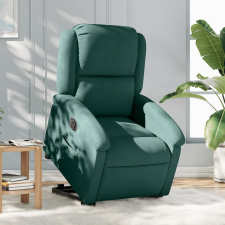 vidaXL elektromos felállást segítő sötétzöld bársony fotel bútor