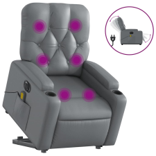 vidaXL elektromos szürke műbőr felállást segítő dönthető masszázsfotel (3204796) masszázsfotel