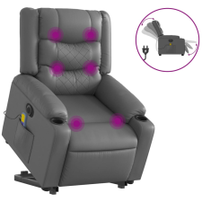vidaXL elektromos szürke műbőr felállást segítő dönthető masszázsfotel (3206566) masszázsfotel