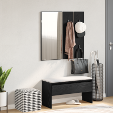 vidaXL Előszoba Bútorkészlet Fekete Tölgy Műanyagból bútor