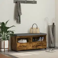 vidaXL Előtér pad párnával fiókkal Füstölt tölgy 100 x 38 x 46 cm bútor