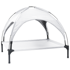 vidaXL emelt kutyaágy levehető tetővel ezüstszürke XL fém (42008196) szállítóbox, fekhely kutyáknak