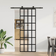 vidaXL ESG üveg és alumínium tolóajtó fémszerelvény-szettel 76x205 cm (3332854) nyílászáró