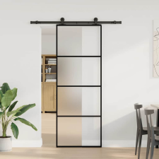 vidaXL ESG üveg és alumínium tolóajtó fémszerelvény-szettel 76x205 cm (3332862) nyílászáró