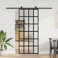 vidaXL ESG üveg és alumínium tolóajtó fémszerelvény-szettel 90x205 cm (3332855) nyílászáró