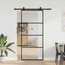 vidaXL ESG üveg és alumínium tolóajtó fémszerelvény-szettel 90x205 cm (3332869) nyílászáró