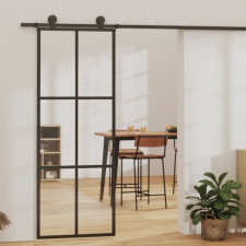 vidaXL ESG üveg és alumínium tolóajtó fényszerelvény-szettel 76x205 cm építőanyag