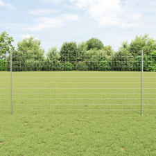 vidaXL Euro Kerítés 10 darabos ezüst oszloppal 1,2x10 m acél építőanyag