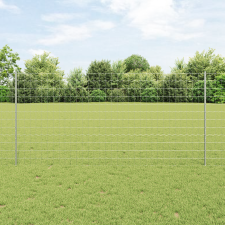 vidaXL Euro Kerítés 22 U Oszloppal Ezüst 1,2x25 m Acél építőanyag