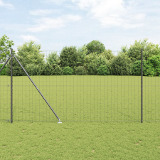 vidaXL Euro kerítés 7 szegecses oszloppal 1.5x10 m horganyzott acél szürke építőanyag