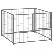 vidaXL ezüst acél kutyakennel 100 x 100 x 70 cm szállítóbox, fekhely kutyáknak