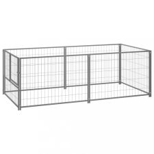 vidaXL ezüst acél kutyakennel 200 x 100 x 70 cm szállítóbox, fekhely kutyáknak