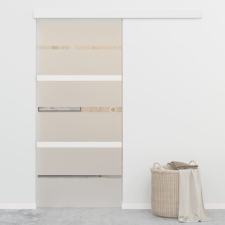 vidaXL ezüst ESG üveg és alumínium tolóajtó puha ütközőkkel 90x205 cm építőanyag