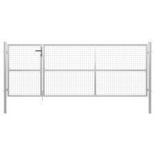 vidaXL ezüstszínű acél kertkapu 350 x 125 cm kerti dekoráció