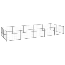 vidaXL ezüstszínű acél kutyakennel 10 m² szállítóbox, fekhely kutyáknak