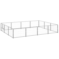 vidaXL ezüstszínű acél kutyakennel 12 m² szállítóbox, fekhely kutyáknak