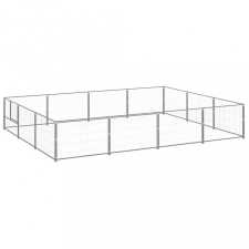 vidaXL ezüstszínű acél kutyakennel 12 m² szállítóbox, fekhely kutyáknak