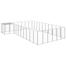 vidaXL ezüstszínű acél kutyakennel 19,36 m² szállítóbox, fekhely kutyáknak