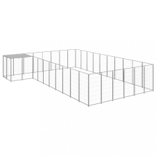 vidaXL ezüstszínű acél kutyakennel 19,36 m² szállítóbox, fekhely kutyáknak
