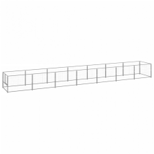 vidaXL ezüstszínű acél kutyakennel 7 m² szállítóbox, fekhely kutyáknak