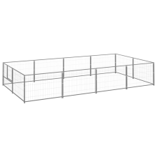 vidaXL ezüstszínű acél kutyakennel 8 m² szállítóbox, fekhely kutyáknak