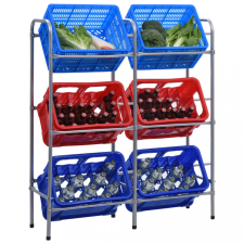vidaXL Ezüstszínű acél tárolópolc 6 ládához 96 x 33 x 116 cm kerti tárolás