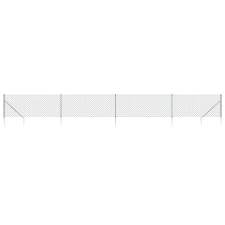 vidaXL ezüstszínű drótkerítés cövekekkel 1,1 x 10 m (154018) építőanyag