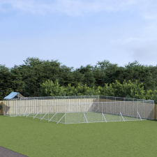 vidaXL Ezüstszínű horganyzott acél kutyakennel tetővel 12x12x2,5 m szállítóbox, fekhely kutyáknak