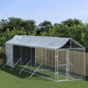 vidaXL ezüstszínű horganyzott acél kutyakennel tetővel 2x10x2,5 m