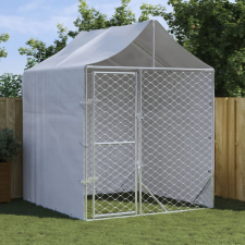 vidaXL ezüstszínű horganyzott acél kutyakennel tetővel 2x2x2,5 m szállítóbox, fekhely kutyáknak