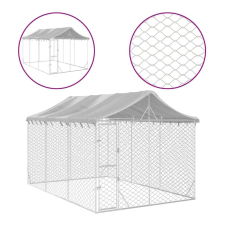 vidaXL Ezüstszínű horganyzott acél kutyakennel tetővel 3x4,5x2,5 m szállítóbox, fekhely kutyáknak