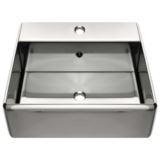 vidaXL ezüstszínű kerámia mosdókagyló túlfolyóval 41 x 41 x 15 cm fürdőszoba kiegészítő
