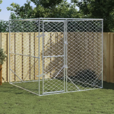 vidaXL Ezüstszínű kültéri horganyzott acél kutyakennel 2x2x2 m szállítóbox, fekhely kutyáknak