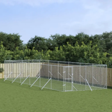 vidaXL Ezüstszínű kültéri horganyzott acél kutyakennel 4 x 12 x 2 m szállítóbox, fekhely kutyáknak