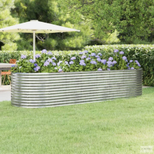 vidaXL Ezüstszínű porszórt acél kerti magaságyás 322x100x68 cm kerti tárolás
