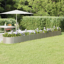 vidaXL ezüstszínű porszórt acél kerti ültetőláda 512x80x36 cm kerti dekoráció