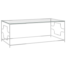 vidaXL ezüstszínű üveg és rozsdamentes acél dohányzóasztal 120x60x45cm bútor