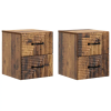 vidaXL Fali éjjeli szekrény fiókkal 2 pcs Antik Fa 34,5 x 33 x 40 cm