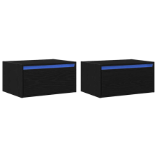 vidaXL fali éjjeliszekrények LED világítással 2 db fekete tölgyfa (860214) bútor