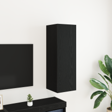 vidaXL Fali TV szekrény Fekete tölgyből 30,5x30x90 cm Műszaki fa bútor