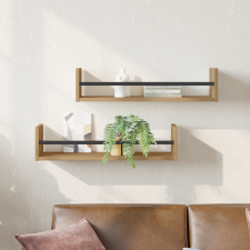 vidaXL Falipolcok 2 db Kézműves tölgy 60x16x14 cm Műgyanta bútor