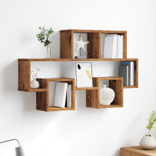 vidaXL Falpolc polcokkal tárolóval Régi fa 82 x 15 x 51 cm Faanyag bútor