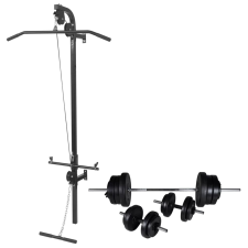 vidaXL falra szerelhető edzőtorony súlyzókészlettel 60,5 kg fitness eszköz