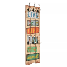vidaXL falra szerelhető fogas 6 akasztóval 120 x 40 cm „LIVE LIFE” bútor